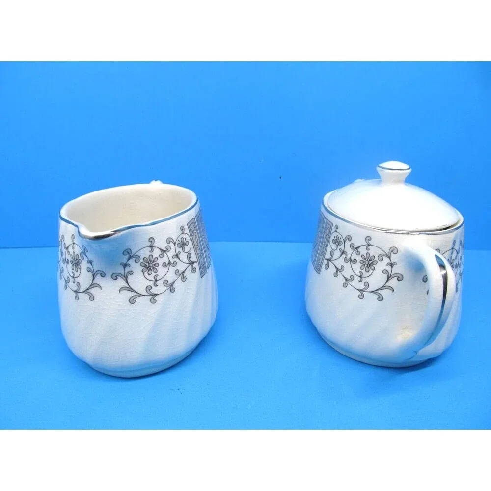 Enoch Wedgwood Manchester Covered Sugar Dish and Creamer